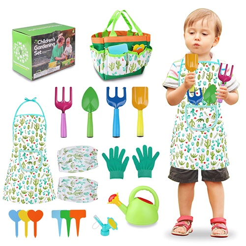 edola Kids Gift for Age 3-10, Gardening Tool Set Metal, Garden Tools Kit for Boys Girls, Outdoor Toy